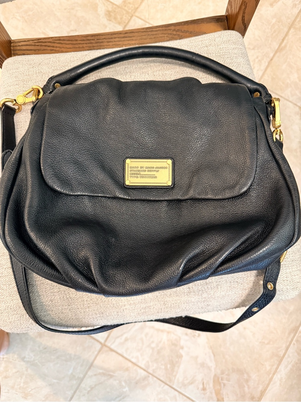 Marc by Marc Jacobs Classic Black Leather Shoulder Bag Crossbody